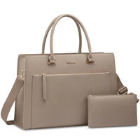 HKM-447891 Stylish 15.6in PU Leather Laptop Tote Bag for Women - Versatile Office & Work Use