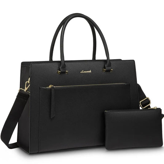 HKM-447891 Stylish 15.6in PU Leather Laptop Tote Bag for Women - Versatile Office & Work Use