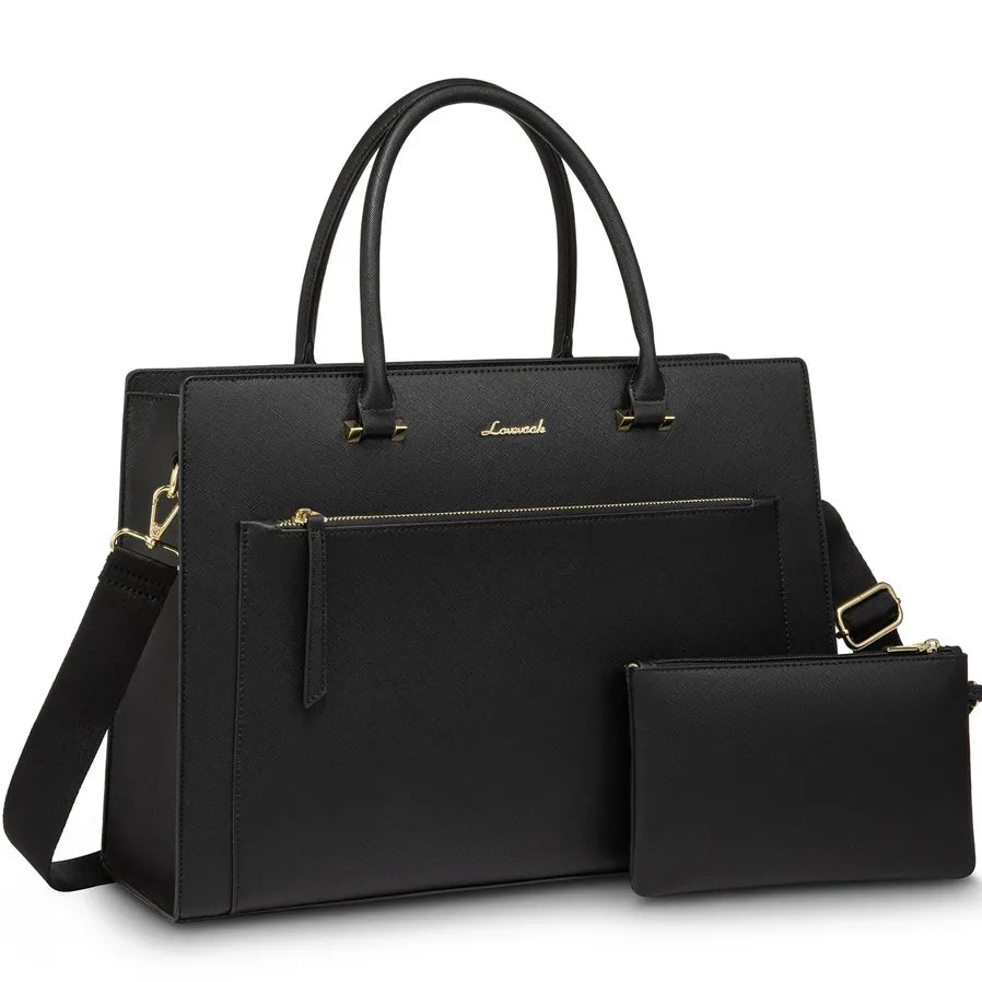 HKM-447891 Stylish 15.6in PU Leather Laptop Tote Bag for Women - Versatile Office & Work Use