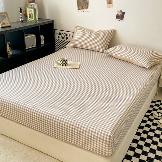 HKM-448147 Minimalist Solid Color Washed Cotton Fitted Sheet in Various Sizes