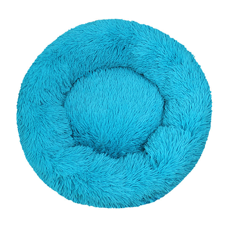 HKM-4482749 Washable Round Plush Dog Bed - Multiple Sizes for Pets Up to 50kg