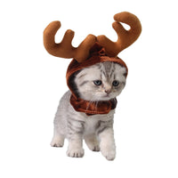 HKM-4483517 Christmas Reindeer Hat for Pets - Adjustable Velcro Design, Soft Polyester Fabric, Comfortable Fit for Small Dogs and Cats