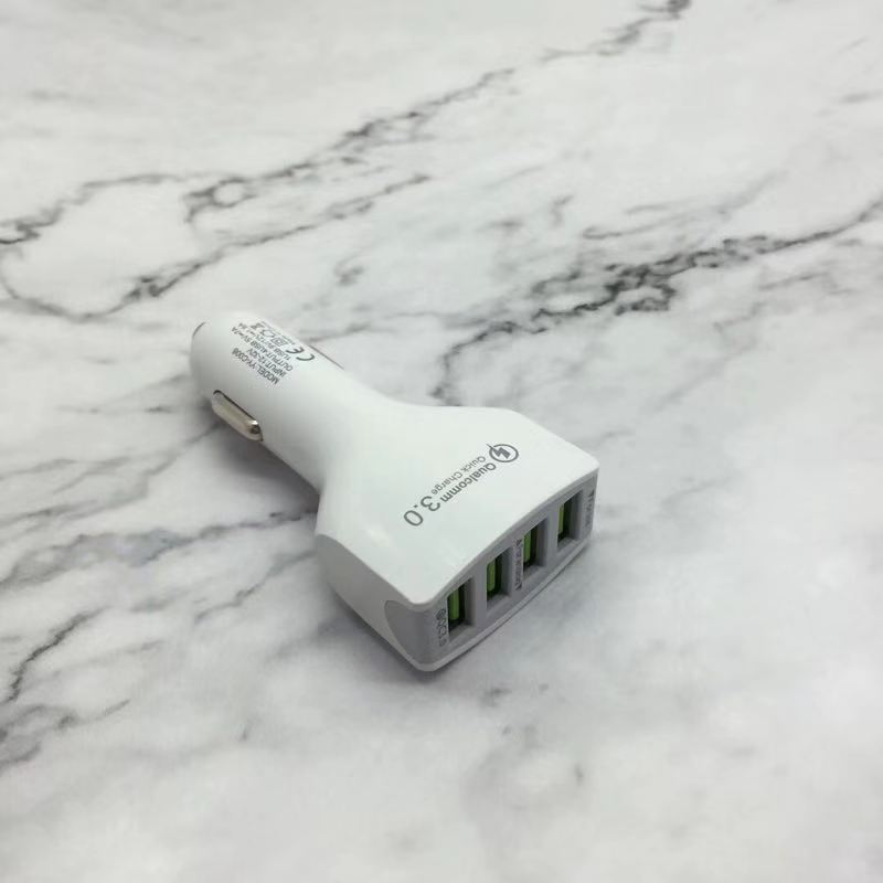 HKM-448403 4-Port USB Car Charger with QC3.0 Fast Charging for Mobile Devices