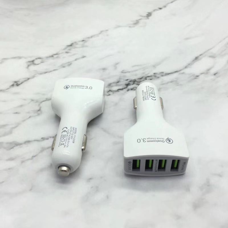 HKM-448403 4-Port USB Car Charger with QC3.0 Fast Charging for Mobile Devices