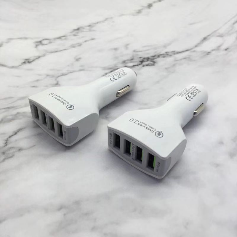 HKM-448403 4-Port USB Car Charger with QC3.0 Fast Charging for Mobile Devices