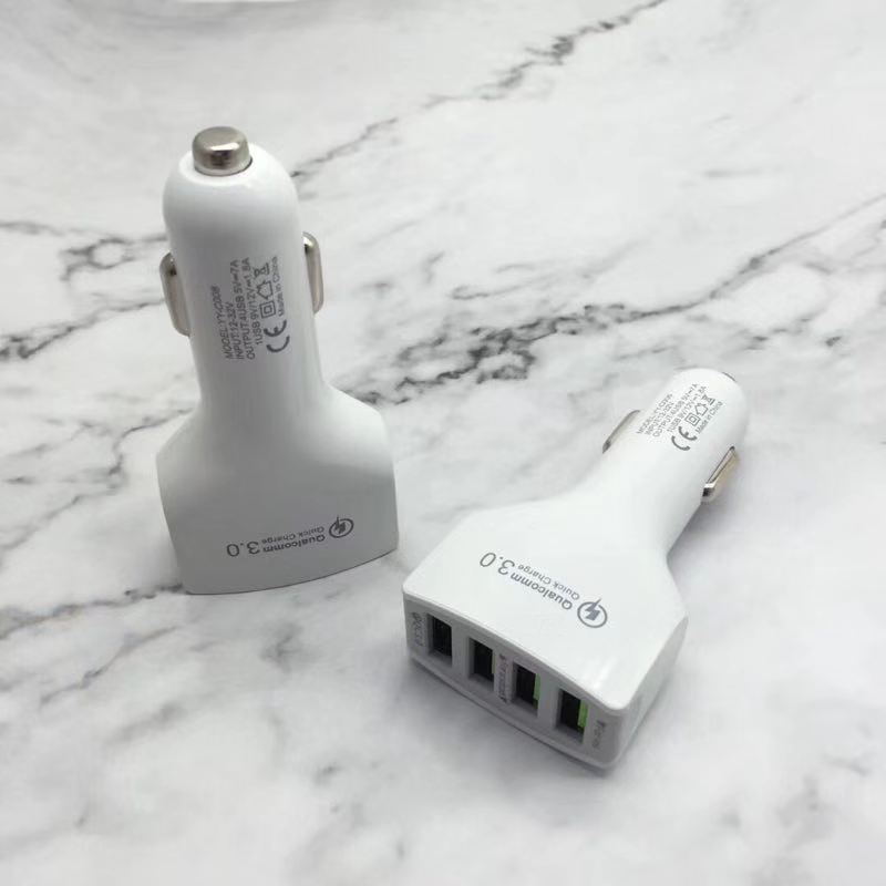 HKM-448403 4-Port USB Car Charger with QC3.0 Fast Charging for Mobile Devices