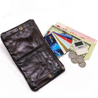 HKM-448403 Vintage Vegetable Tanned Leather Multi-Card Zipper Wallet for Men