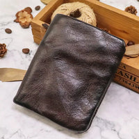 HKM-448403 Vintage Vegetable Tanned Leather Multi-Card Zipper Wallet for Men