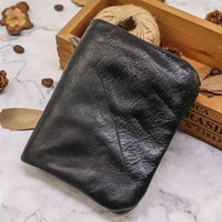 HKM-448403 Vintage Vegetable Tanned Leather Multi-Card Zipper Wallet for Men