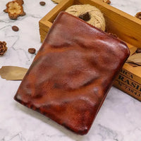 HKM-448403 Vintage Vegetable Tanned Leather Multi-Card Zipper Wallet for Men