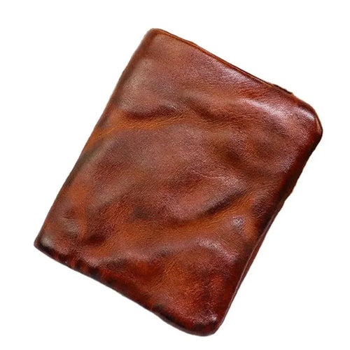 HKM-448403 Vintage Vegetable Tanned Leather Multi-Card Zipper Wallet for Men