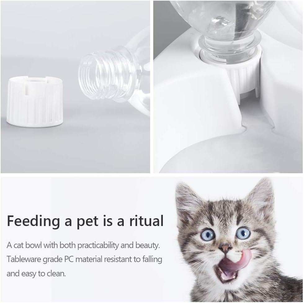 HKM-4485949 Automatic 15° Tilted Pet Food and Water Bowl Set with Water Bottle for Small to Medium Dogs and Cats