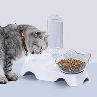HKM-4485949 Automatic 15° Tilted Pet Food and Water Bowl Set with Water Bottle for Small to Medium Dogs and Cats
