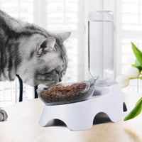 HKM-4485949 Automatic 15° Tilted Pet Food and Water Bowl Set with Water Bottle for Small to Medium Dogs and Cats
