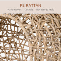 HKM-4486077 Hand-Woven Elevated Cat Bed with Soft Cushion, Natural Rattan Design for Cats Under 11 Pounds