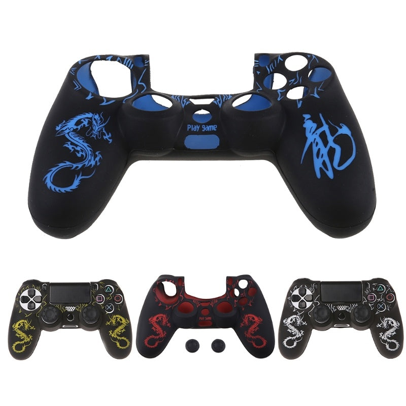 HKM-448659 PS4 Controller Silicone Rubber Sleeve with Dragon Pattern - Protective Case in Multiple Colors