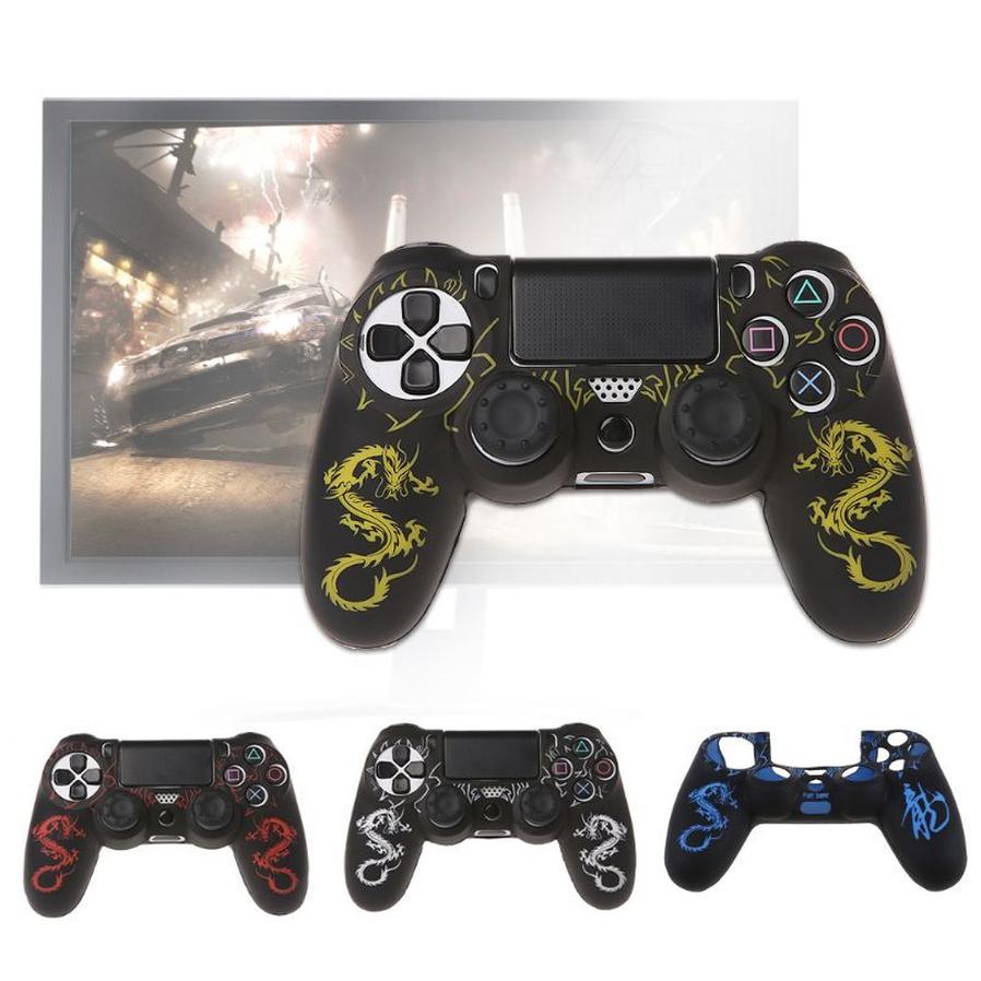 HKM-448659 PS4 Controller Silicone Rubber Sleeve with Dragon Pattern - Protective Case in Multiple Colors
