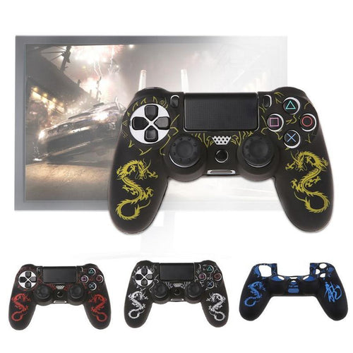 HKM-448659 PS4 Controller Silicone Rubber Sleeve with Dragon Pattern - Protective Case in Multiple Colors