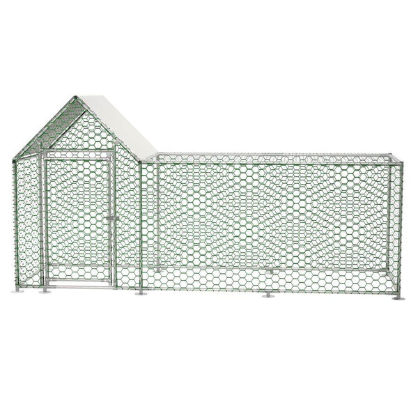 HKM-448659 Walk-In Chicken Coop with Removable UV-Resistant Cover, Durable Steel Frame and Lockable Door for Poultry and Small Animals