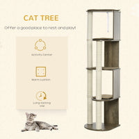 HKM-4487741 65" Cream White Corner Cat Tree with Scratching Posts, Multilevel Tower for Climbing and Napping