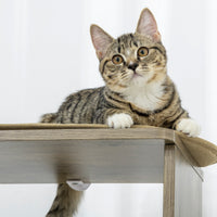 HKM-4487741 65" Cream White Corner Cat Tree with Scratching Posts, Multilevel Tower for Climbing and Napping