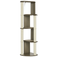 HKM-4487741 65" Cream White Corner Cat Tree with Scratching Posts, Multilevel Tower for Climbing and Napping