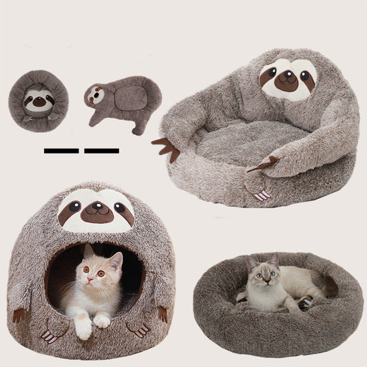 HKM-448787 Sloth-Shaped Plush Pet Bed – Various Cozy Nest Styles Available