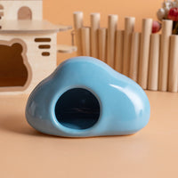 HKM-4488509 Cool Ceramic Nest Shelter for Djungarian Hamsters and Squirrels - Four Seasons Use - Pink/Blue Options