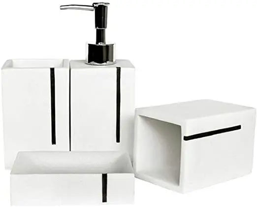 HKM-448915 Resin Bathroom Accessory Set - Elegant Hotel Quality Decor, Made in India