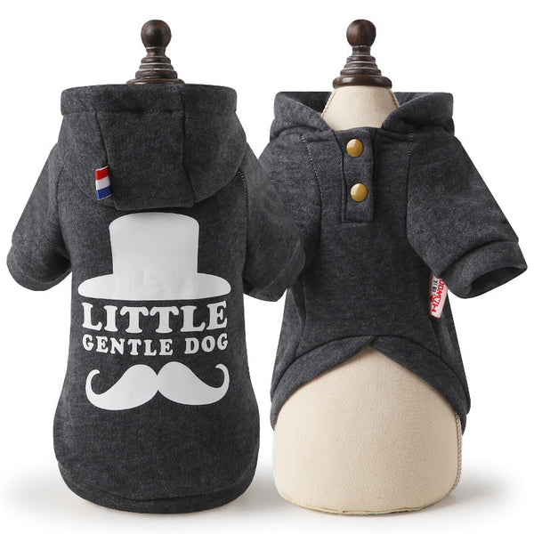HKM-4489533 Cozy Wine Red and Grey Cashmere Two-Legged Hooded Sweater for Pets