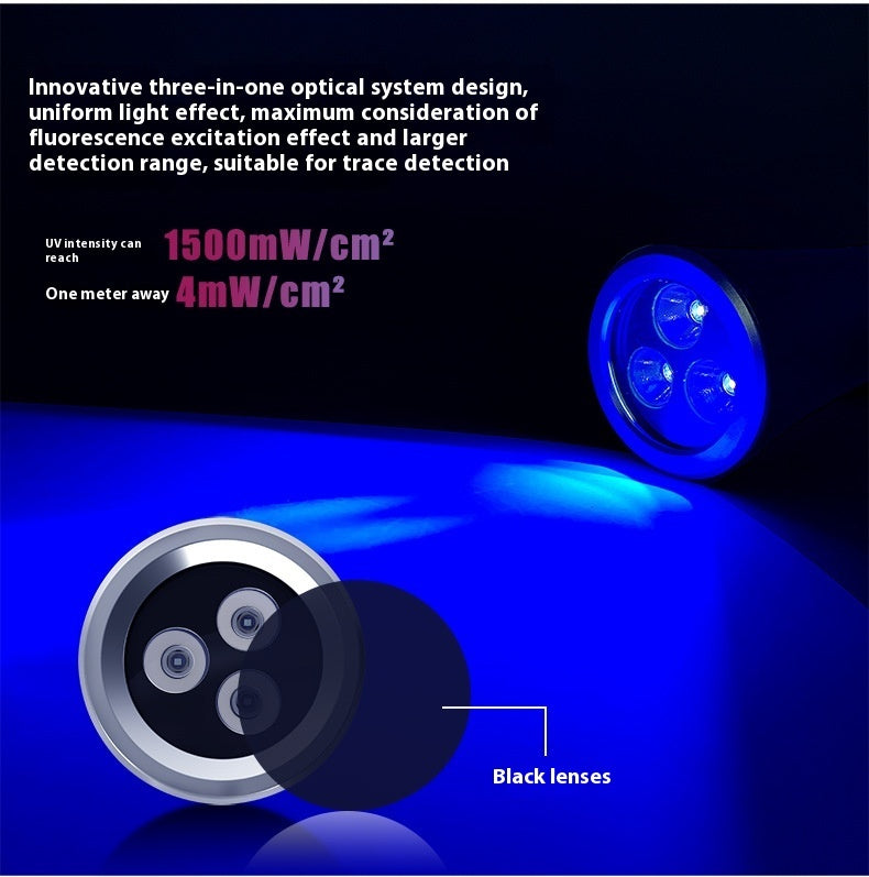 HKM-4489917 UV Flashlight for Detecting Pet Urine Stains and Insects, USB Rechargeable Aluminumn Alloy