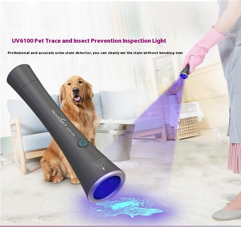 HKM-4489917 UV Flashlight for Detecting Pet Urine Stains and Insects, USB Rechargeable Aluminumn Alloy