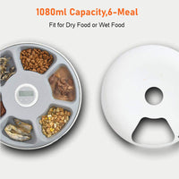 HKM-4490429 Automatic Six-Meal Pet Feeder for Cats and Dogs with USB Power Supply