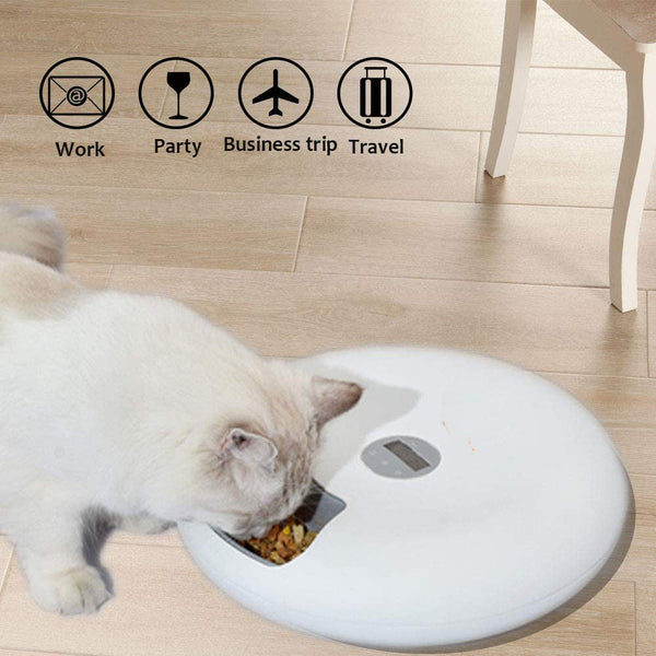 HKM-4490429 Automatic Six-Meal Pet Feeder for Cats and Dogs with USB Power Supply