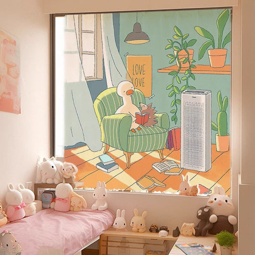 HKM-449043 Plush Nordic Tapestry Curtain with Velcro and Rope - Floral and Plant Patterns, Various Sizes Available