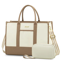 HKM-449043 Stylish Women's Office Work Tote Bag for 15.6-17 Inch Laptops - Large Capacity and Lightweight Briefcase