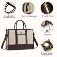 HKM-449043 Stylish Women's Office Work Tote Bag for 15.6-17 Inch Laptops - Large Capacity and Lightweight Briefcase