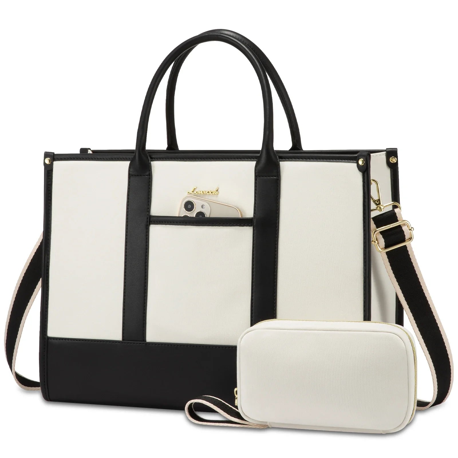HKM-449043 Stylish Women's Office Work Tote Bag for 15.6-17 Inch Laptops - Large Capacity and Lightweight Briefcase