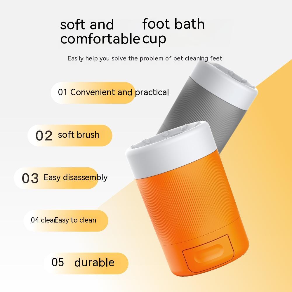 HKM-4492093 Pet Semi-Automatic Foot Washing Cup for Dogs - Gray and Orange, Durable ABS Material