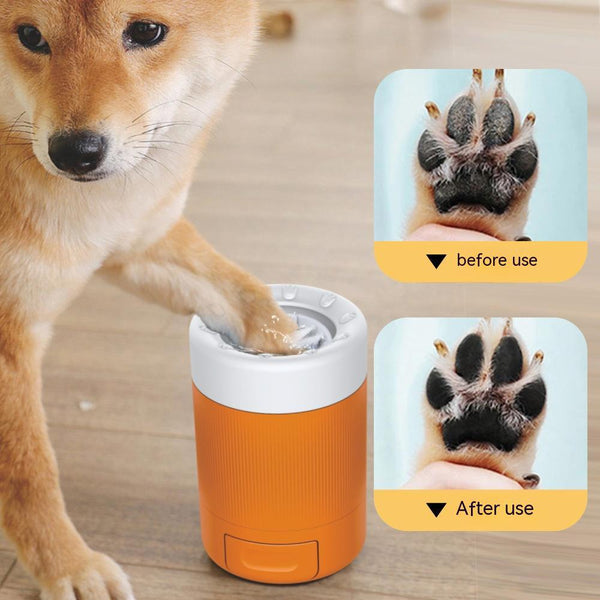 HKM-4492093 Pet Semi-Automatic Foot Washing Cup for Dogs - Gray and Orange, Durable ABS Material