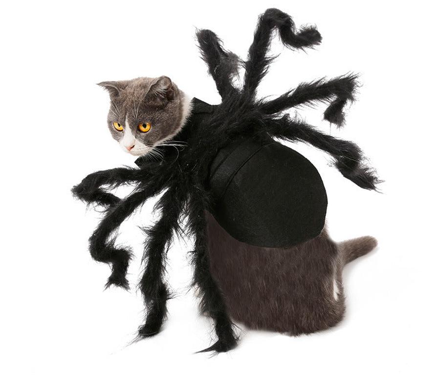 HKM-449235 Plush Spider Costume for Pets ¨C Black Horror Simulation Dress for Dogs and Cats, Size S, M