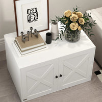 HKM-4493885 Cat Litter Box Enclosure with Barn Door, Stylish White Cabinet for Privacy and Organization