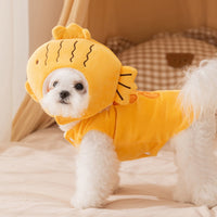 HKM-4494781 Onsen Fish Costume for Pets - Yellow Hat and Vest for Cozy Fun