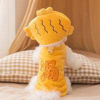 HKM-4494781 Onsen Fish Costume for Pets - Yellow Hat and Vest for Cozy Fun