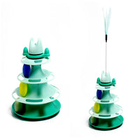 HKM-4495037 Interactive Cat Toys Space Tower Play Board with Funny Cat Stick and Feather Options