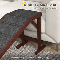 HKM-4495677 Pet Assist Ramp for Dogs and Cats - Pine Wood, Anti-Slip Surface, 74" L x 16" W x 25" H, Supports Pets Under 77 lbs