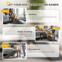 HKM-4495677 Pet Assist Ramp for Dogs and Cats - Pine Wood, Anti-Slip Surface, 74" L x 16" W x 25" H, Supports Pets Under 77 lbs