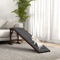HKM-4495677 Pet Assist Ramp for Dogs and Cats - Pine Wood, Anti-Slip Surface, 74" L x 16" W x 25" H, Supports Pets Under 77 lbs