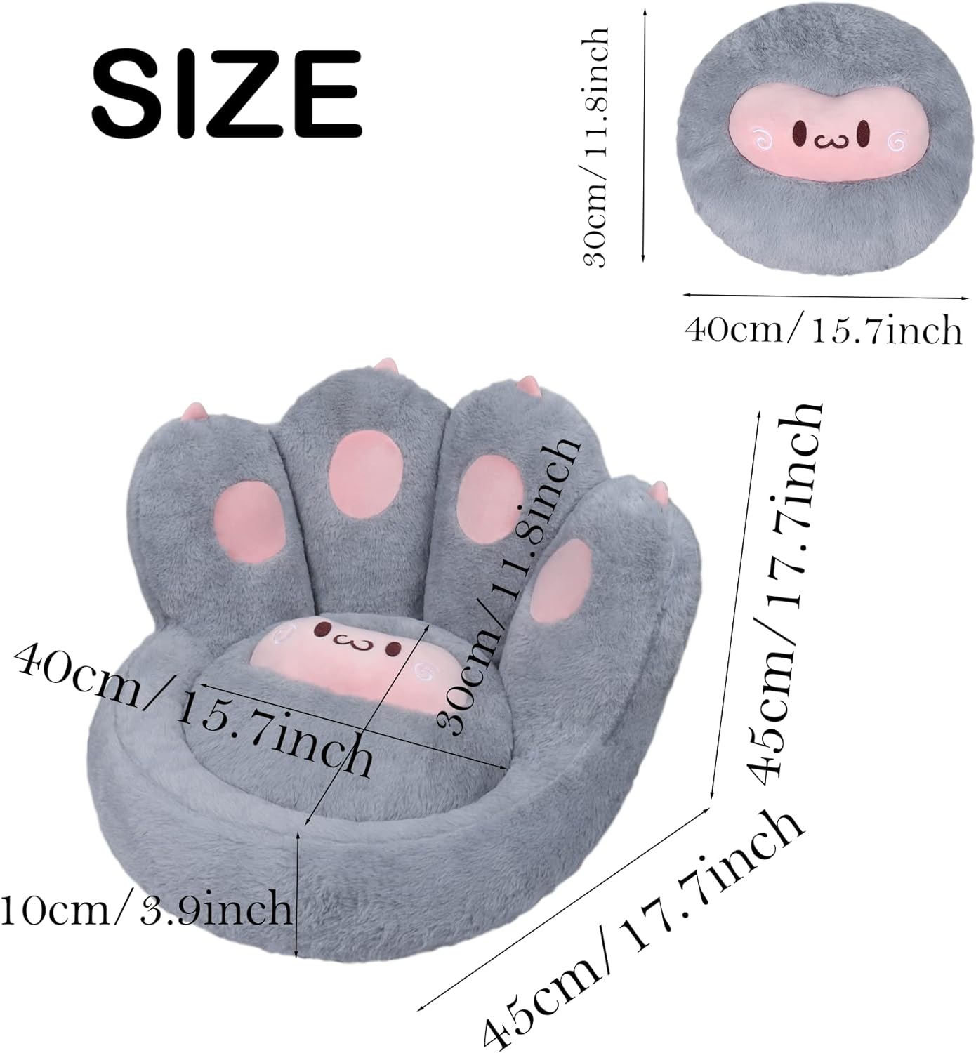 HKM-4497469 Cat Paw Shape Floor Cushion with Detachable Sheep Plush for Gaming Chair and Relaxation in Home or Office