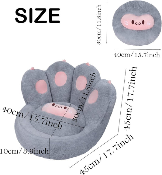 HKM-4497469 Cat Paw Shape Floor Cushion with Detachable Sheep Plush for Gaming Chair and Relaxation in Home or Office